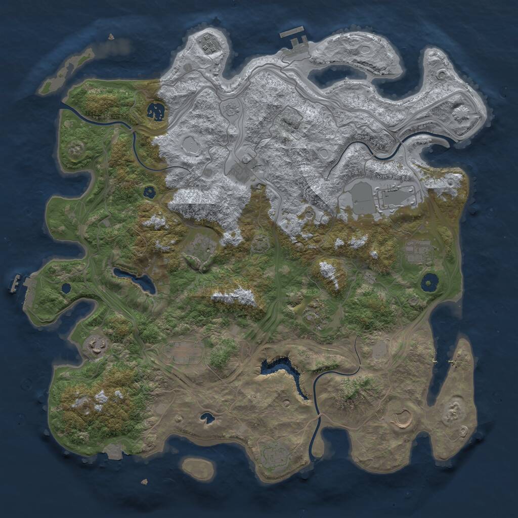 Rust Map: Procedural Map, Size: 4250, Seed: 1385126577, 17 Monuments