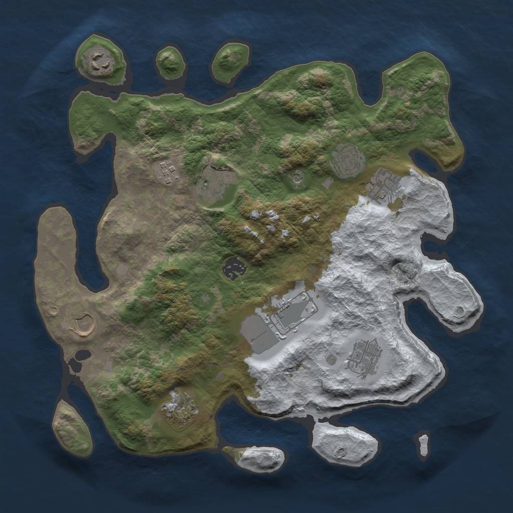 Rust Map: Barren, Size: 3500, Seed: 998654, 13 Monuments
