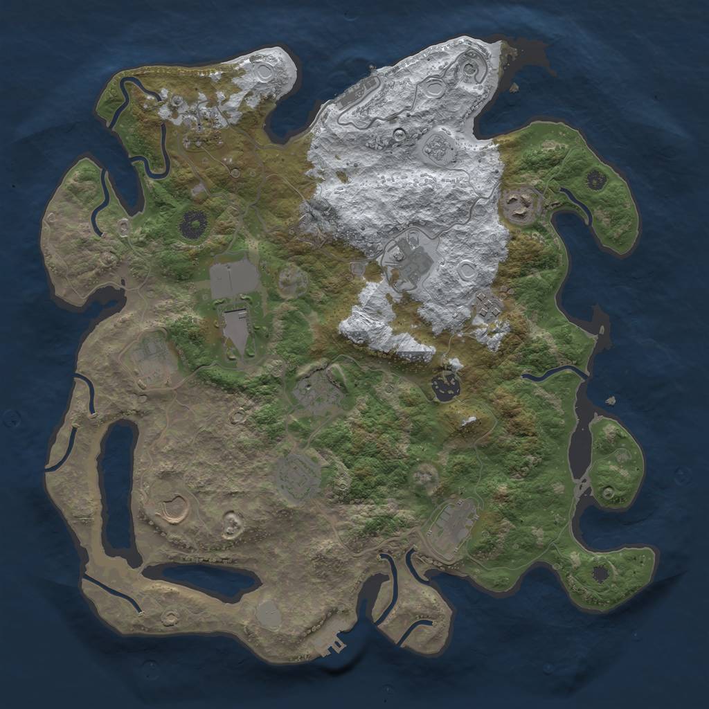 Rust Map: Procedural Map, Size: 3750, Seed: 92847548, 20 Monuments