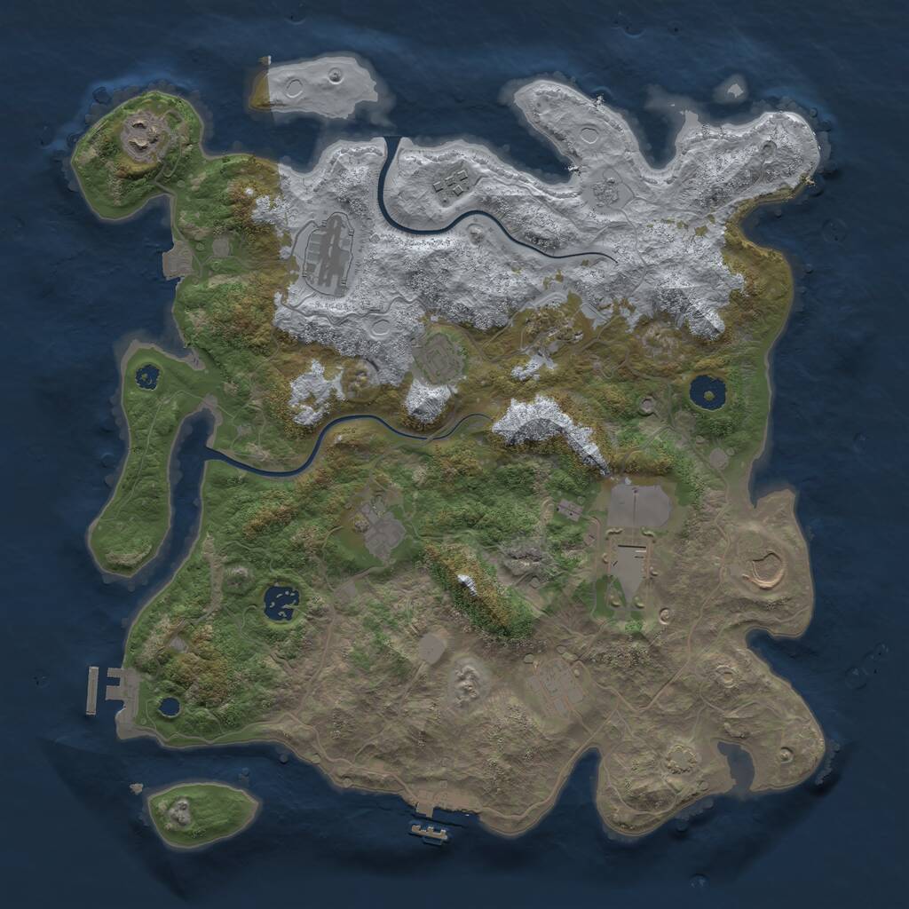 Rust Map: Procedural Map, Size: 3800, Seed: 555420, 15 Monuments