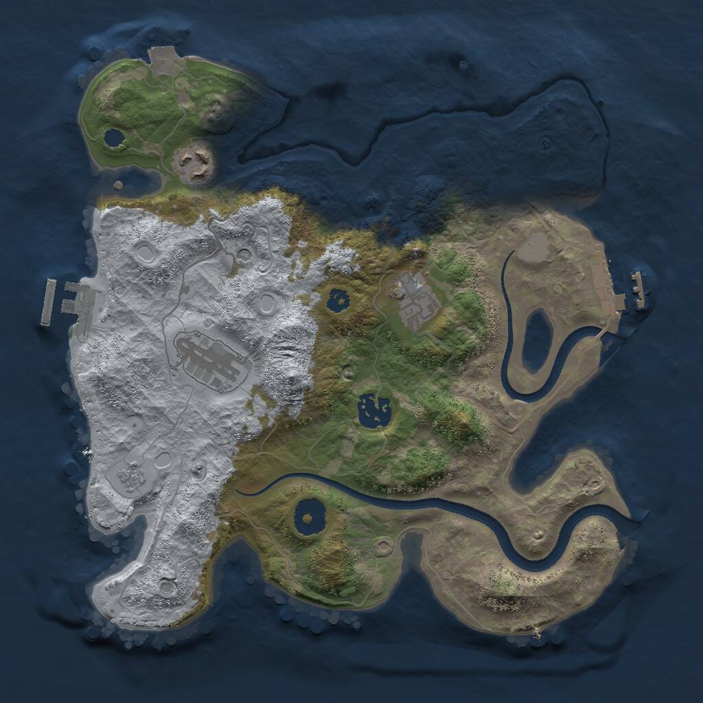 Rust Map: Procedural Map, Size: 3000, Seed: 1325141503, 9 Monuments