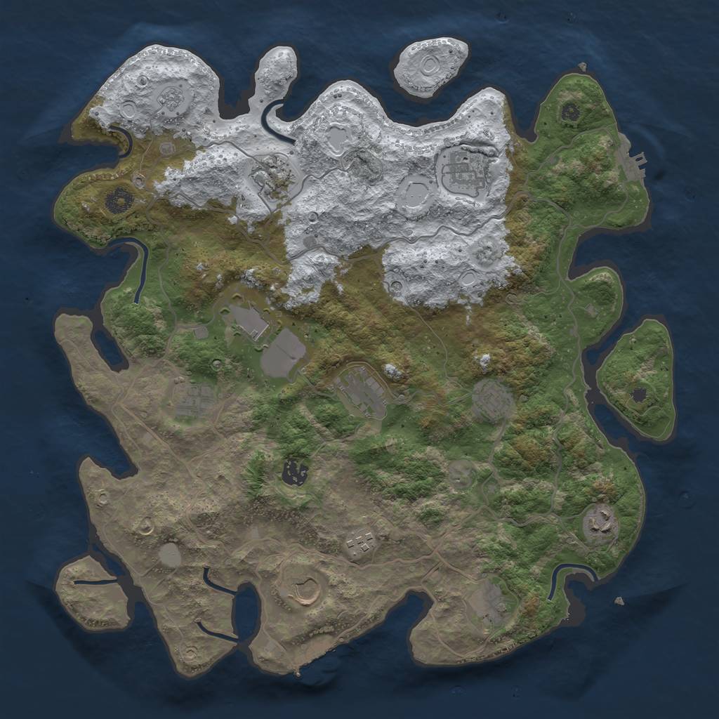 Rust Map: Procedural Map, Size: 4000, Seed: 555454073, 20 Monuments
