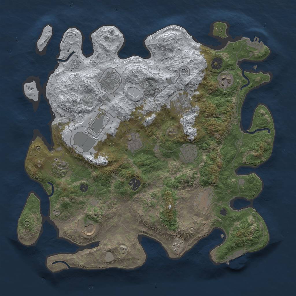 Rust Map: Procedural Map, Size: 3750, Seed: 529460735, 20 Monuments