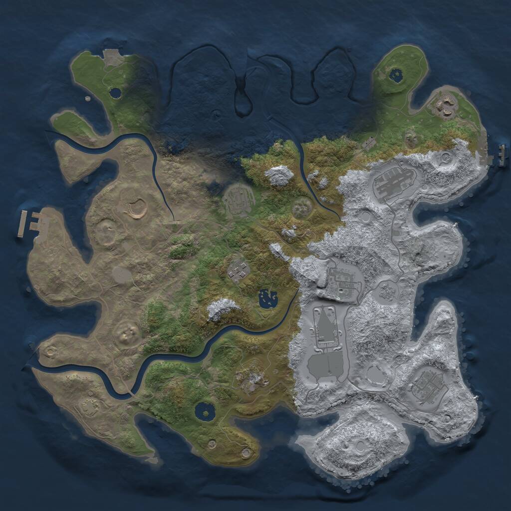 Rust Map: Procedural Map, Size: 3800, Seed: 81021, 16 Monuments