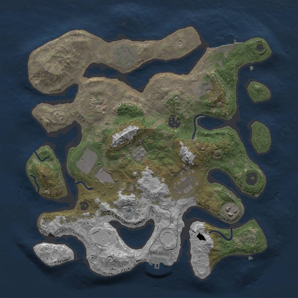 Rust Map: Procedural Map, Size: 3500, Seed: 1999188540, 16 Monuments