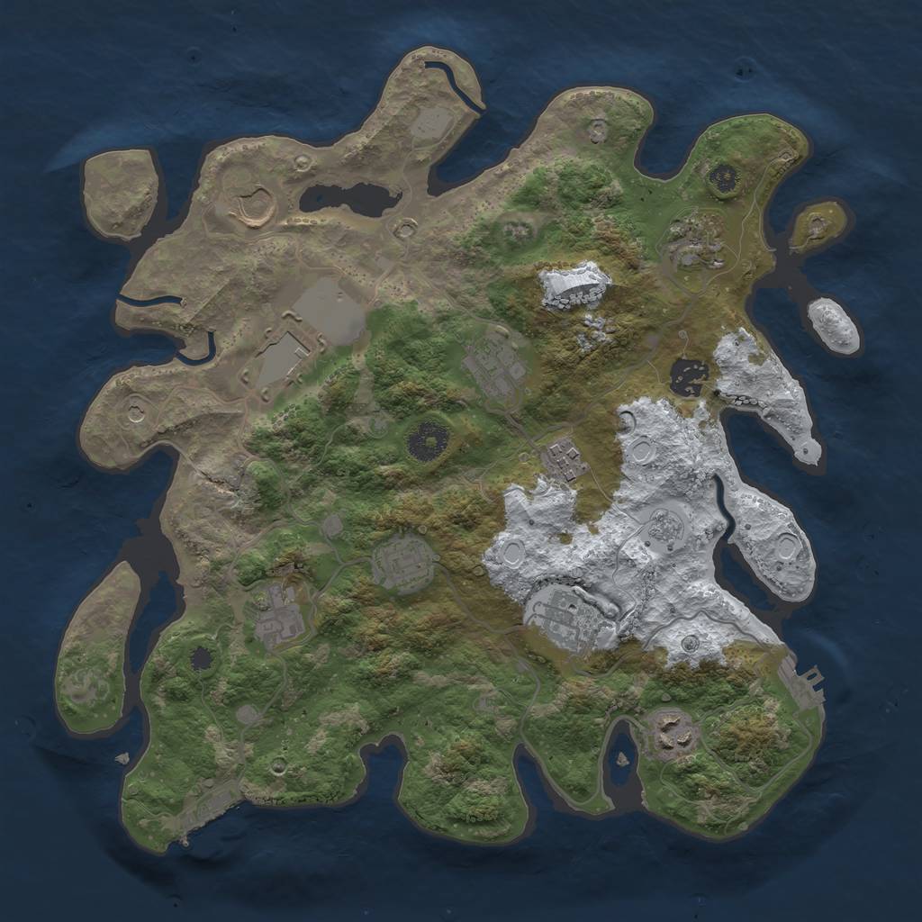 Rust Map: Procedural Map, Size: 3500, Seed: 647613956, 19 Monuments