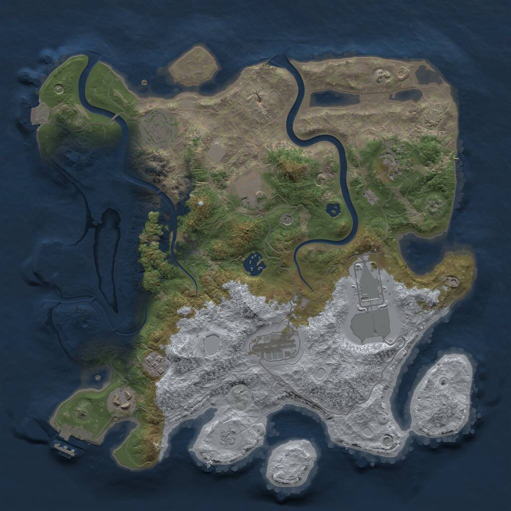 Rust Map: Procedural Map, Size: 3500, Seed: 732936, 14 Monuments