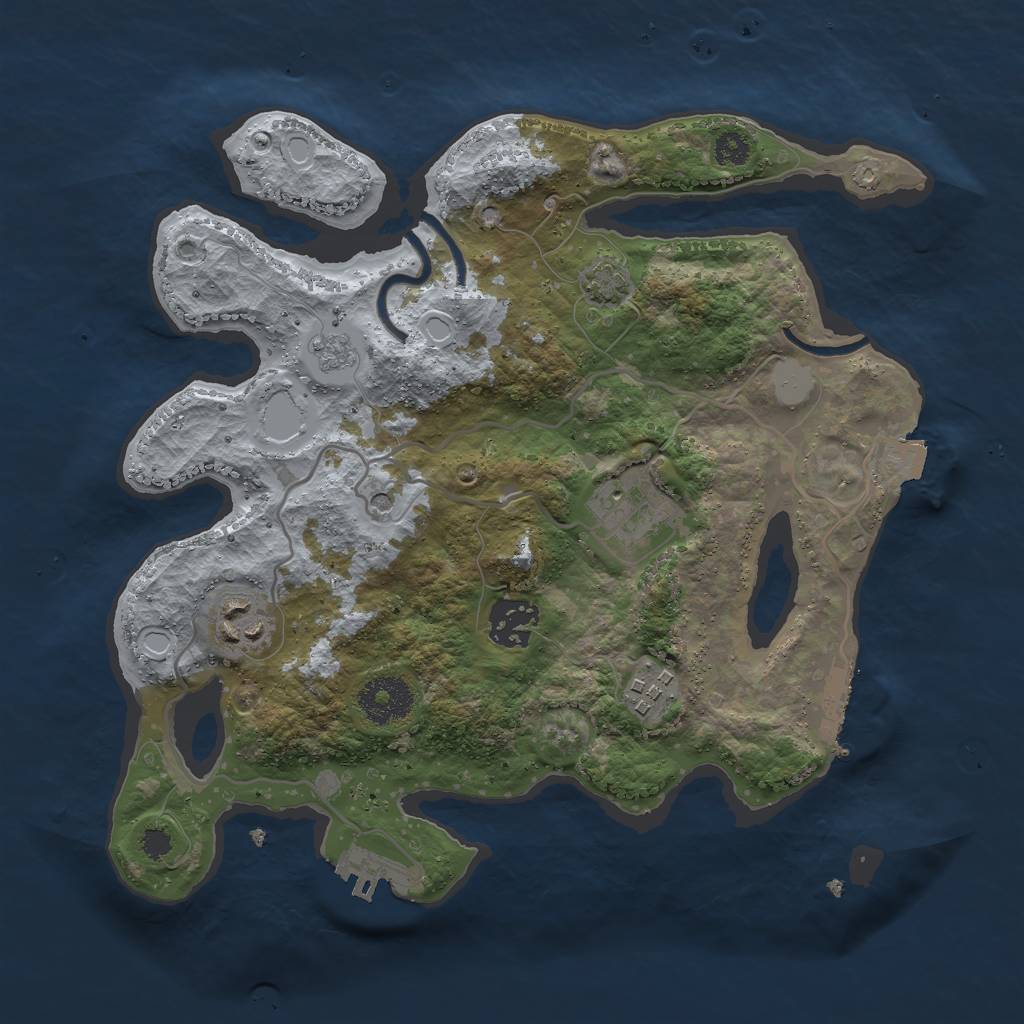 Rust Map: Procedural Map, Size: 3000, Seed: 1204585009, 12 Monuments
