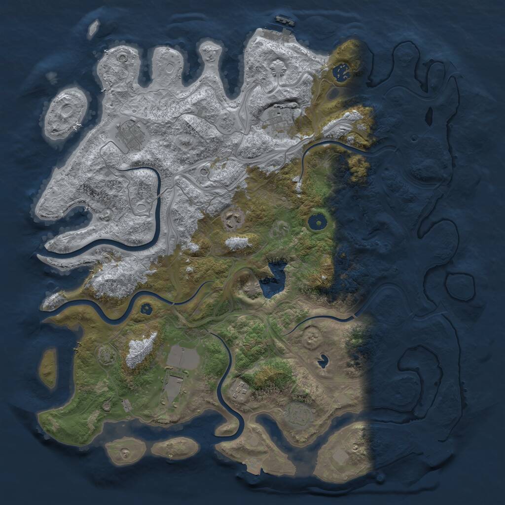 Rust Map: Procedural Map, Size: 4250, Seed: 516801255, 13 Monuments