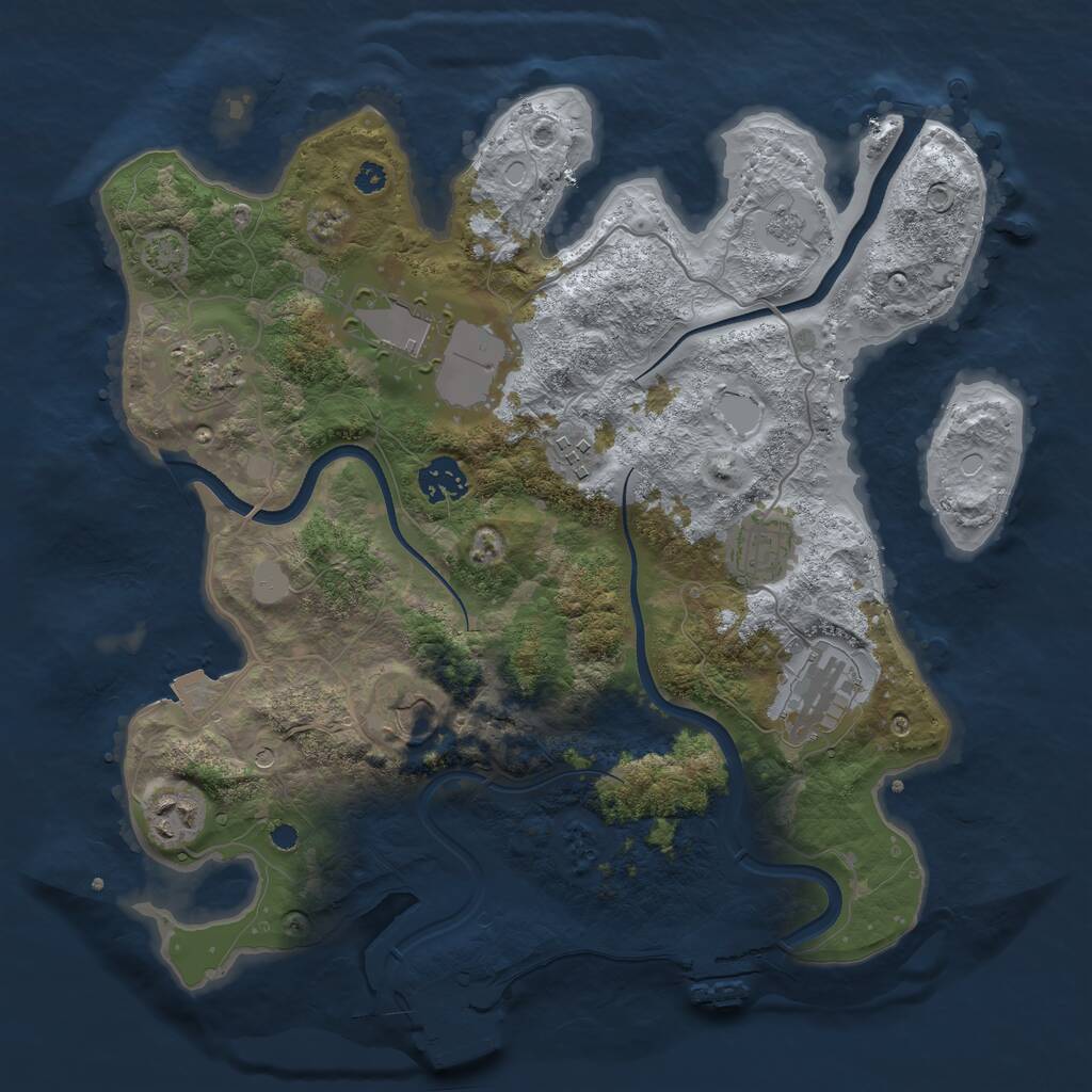 Rust Map: Procedural Map, Size: 3500, Seed: 84844434, 14 Monuments