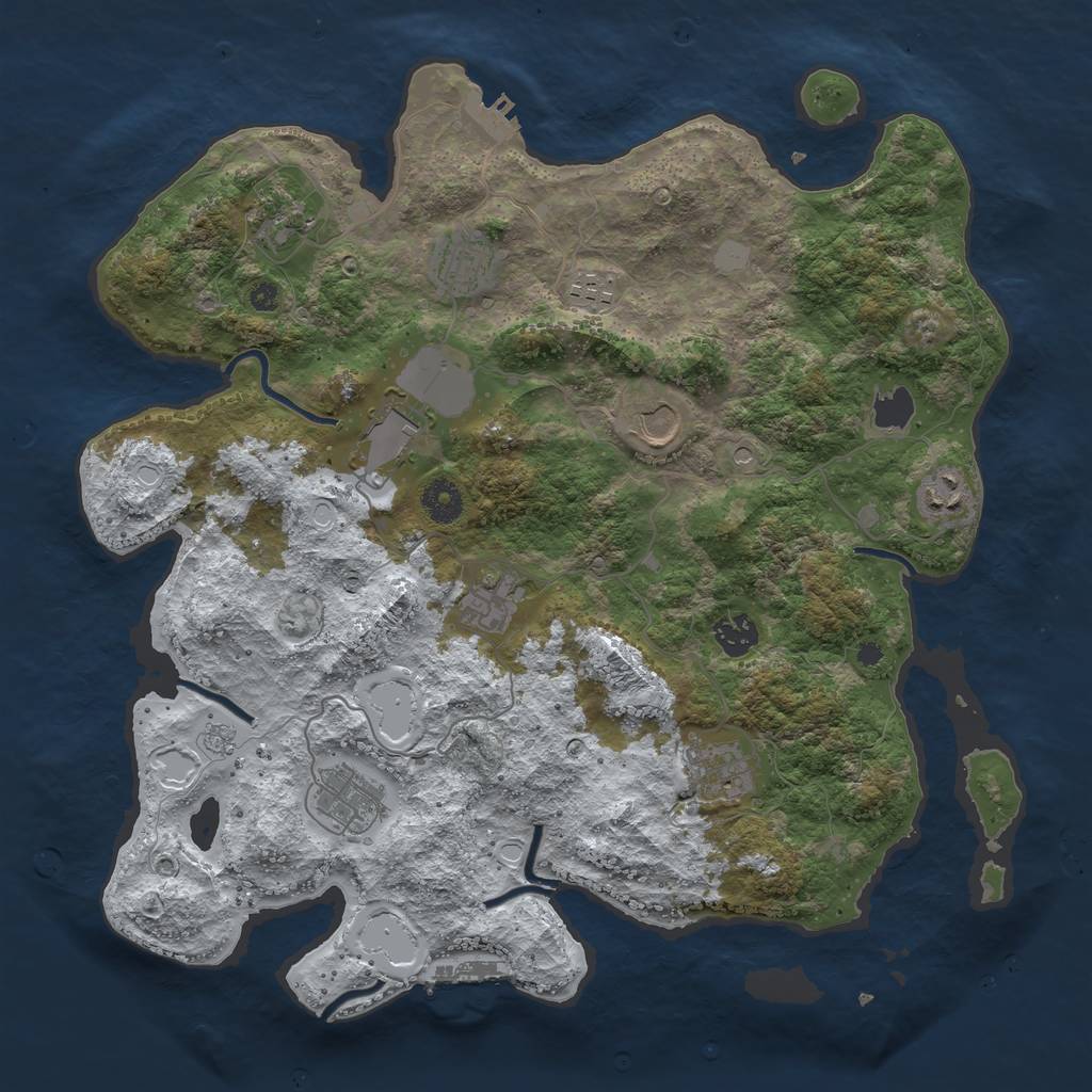 Rust Map: Procedural Map, Size: 3850, Seed: 1402870493, 19 Monuments