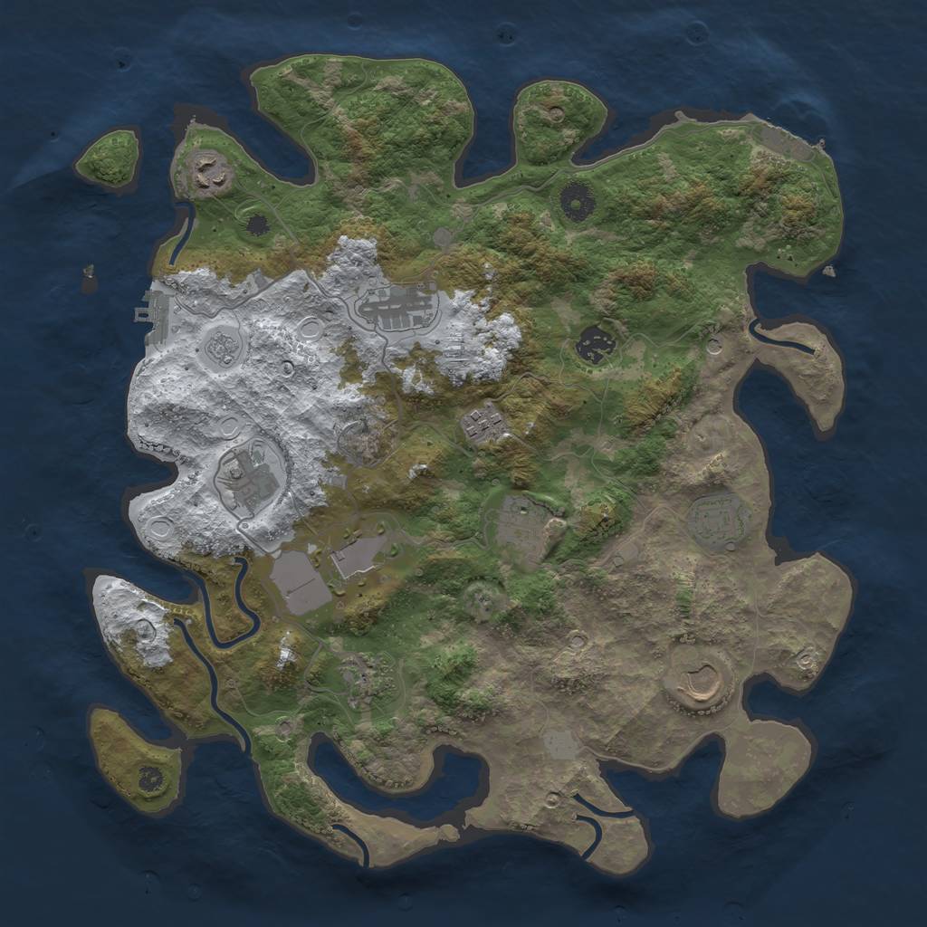 Rust Map: Procedural Map, Size: 3800, Seed: 214117214, 19 Monuments