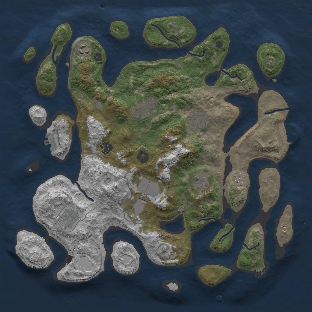 Rust Map: Procedural Map, Size: 3850, Seed: 1711093504, 16 Monuments