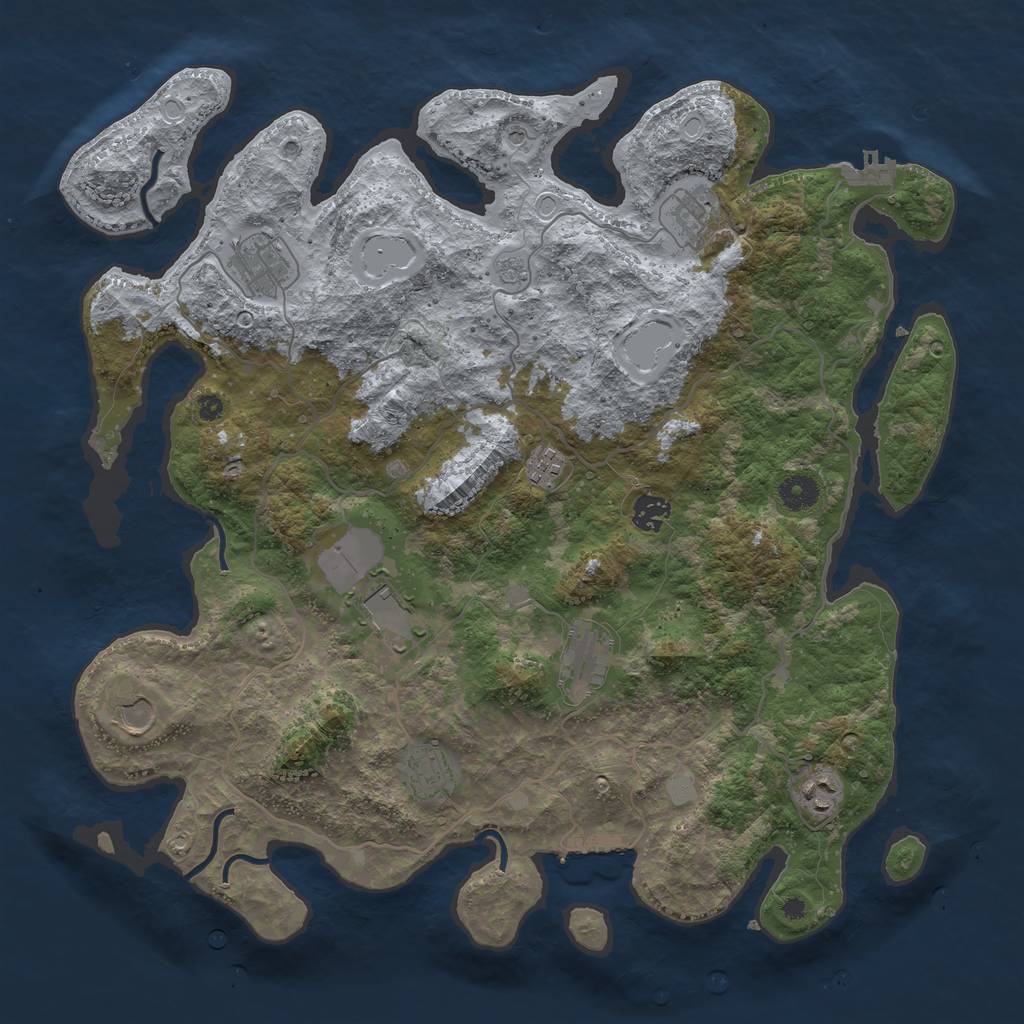 Rust Map: Procedural Map, Size: 4096, Seed: 1234, 16 Monuments