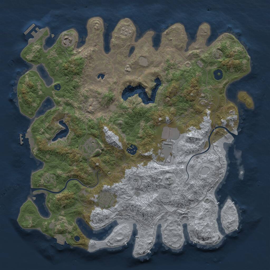 Rust Map: Procedural Map, Size: 4000, Seed: 663687298, 13 Monuments