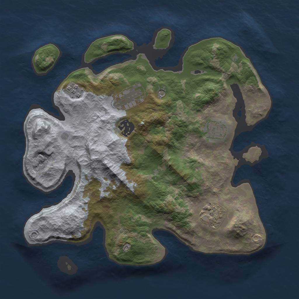Rust Map: Barren, Size: 2900, Seed: 4000, 8 Monuments