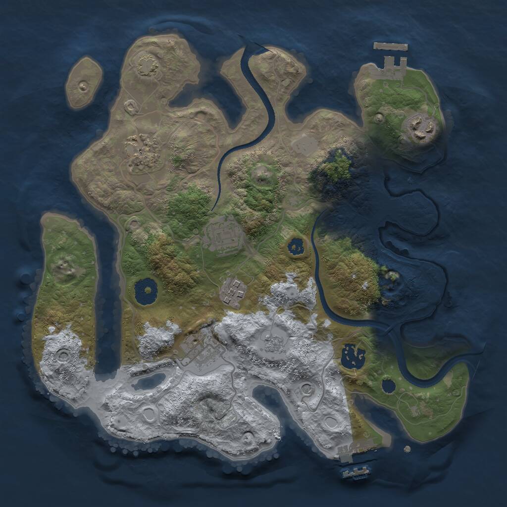 Rust Map: Procedural Map, Size: 3000, Seed: 1969371197, 12 Monuments