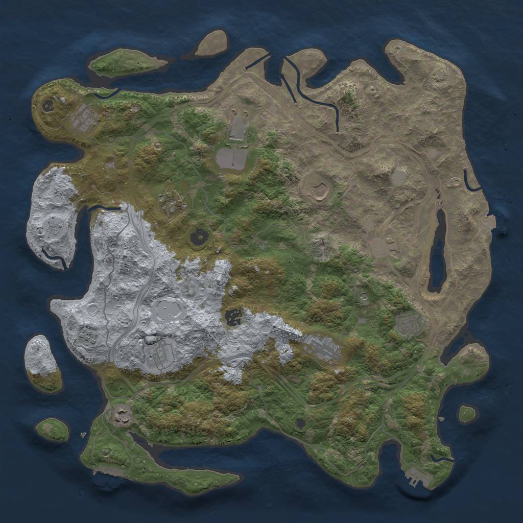 Rust Map: Procedural Map, Size: 4500, Seed: 1865238346, 19 Monuments