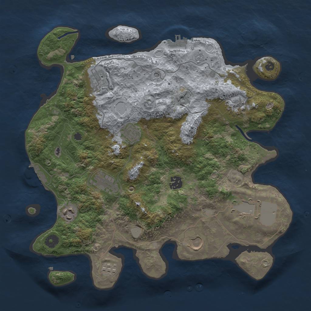 Rust Map: Procedural Map, Size: 3500, Seed: 6970274, 16 Monuments