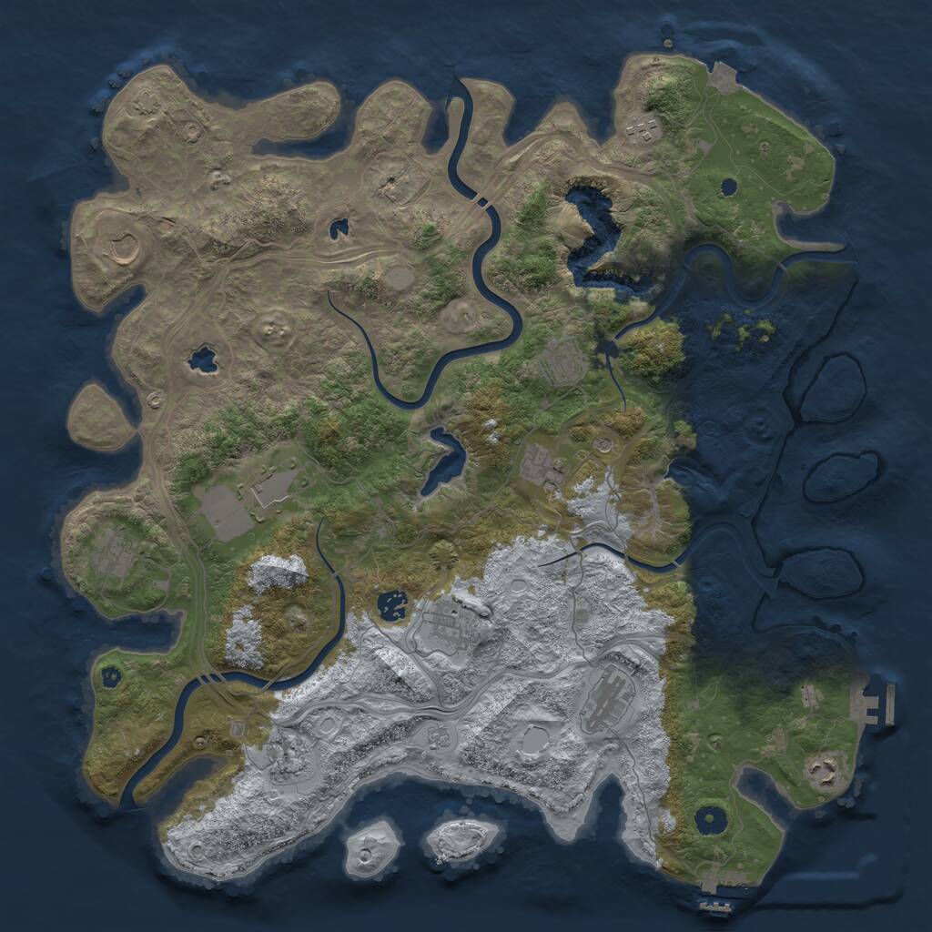 Rust Map: Procedural Map, Size: 4500, Seed: 1178853373, 17 Monuments