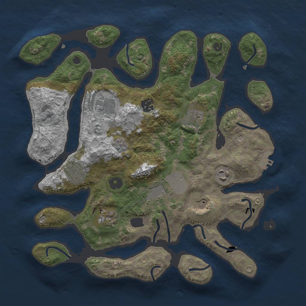 Rust Map: Procedural Map, Size: 3500, Seed: 847717302, 16 Monuments