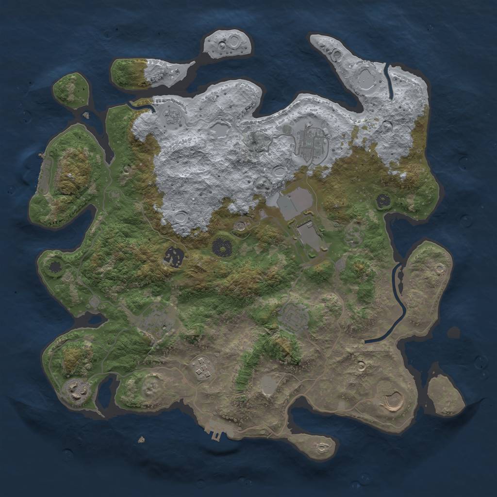 Rust Map: Procedural Map, Size: 3700, Seed: 4500, 15 Monuments