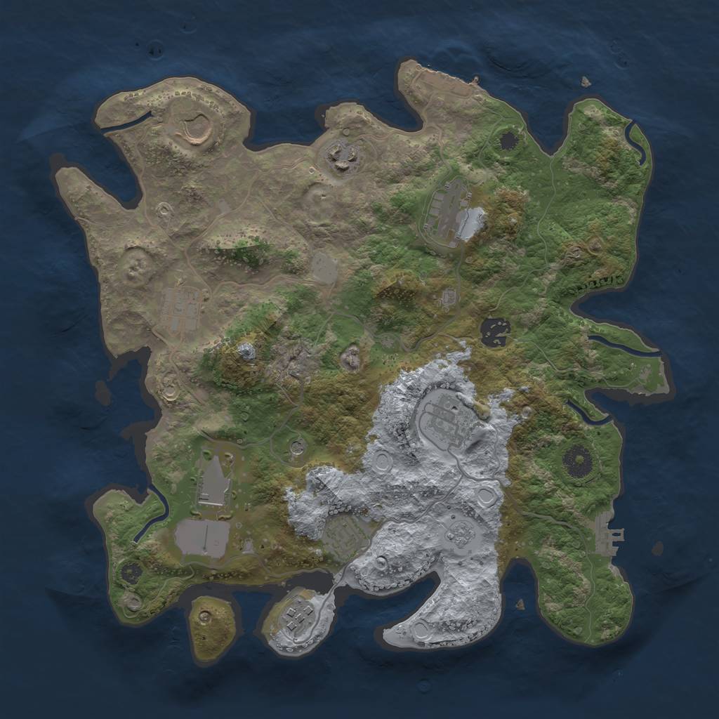 Rust Map: Procedural Map, Size: 3500, Seed: 25965, 16 Monuments