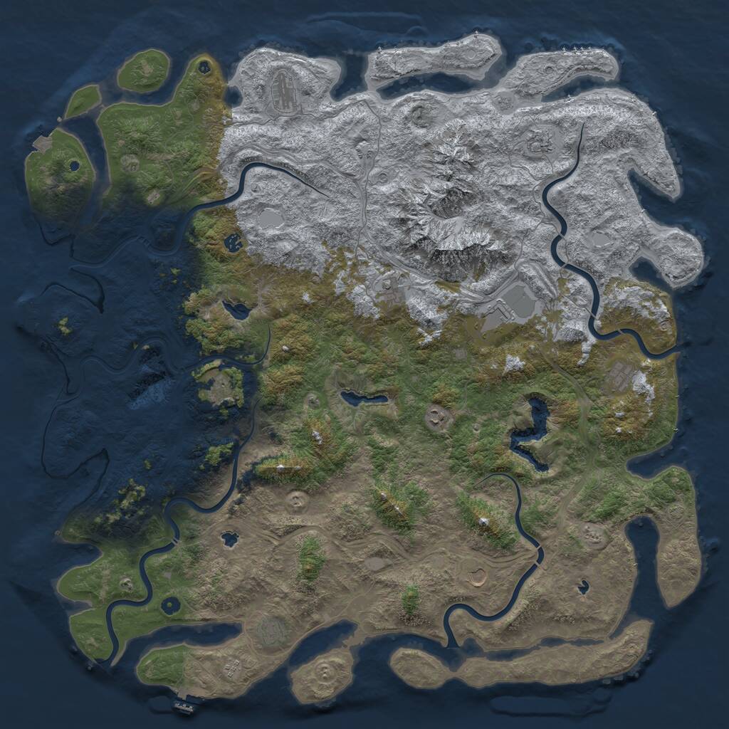 Rust Map: Procedural Map, Size: 6000, Seed: 3465182, 17 Monuments