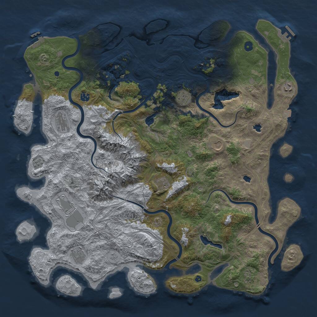 Rust Map: Procedural Map, Size: 5000, Seed: 73158, 16 Monuments