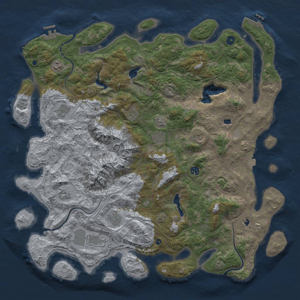 Rust Map: Procedural Map, Size: 5000, Seed: 73158, 16 Monuments