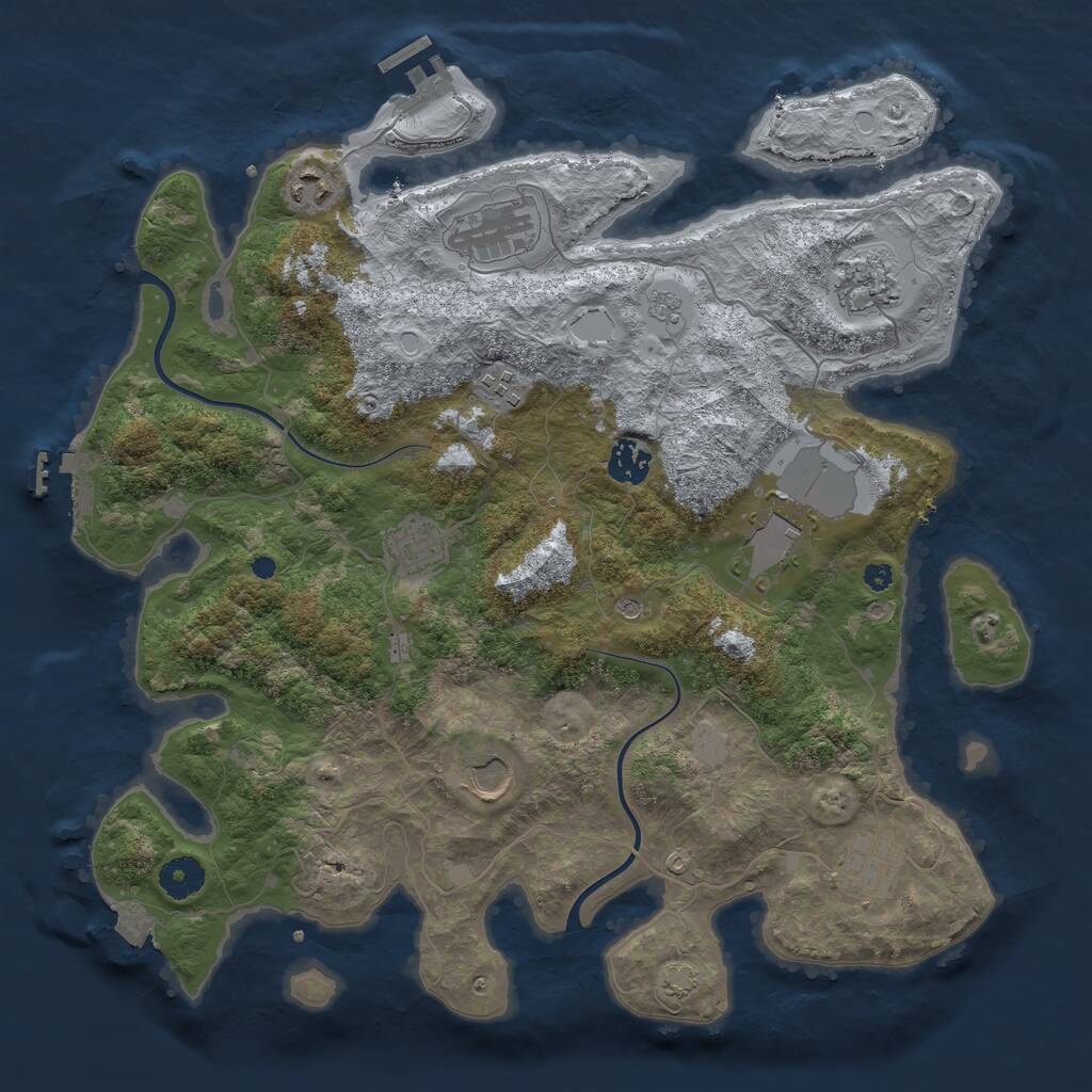 Rust Map: Procedural Map, Size: 3800, Seed: 125464448, 15 Monuments