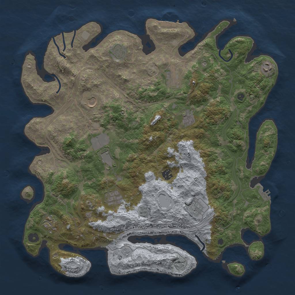 Rust Map: Procedural Map, Size: 4250, Seed: 975069073, 18 Monuments