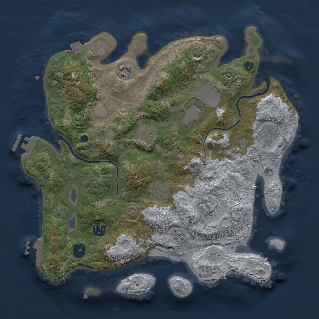 Rust Map: Procedural Map, Size: 3500, Seed: 6245689, 14 Monuments