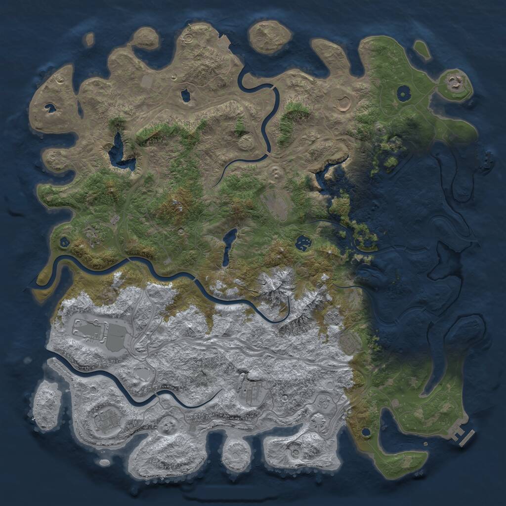 Rust Map: Procedural Map, Size: 5000, Seed: 456123, 16 Monuments