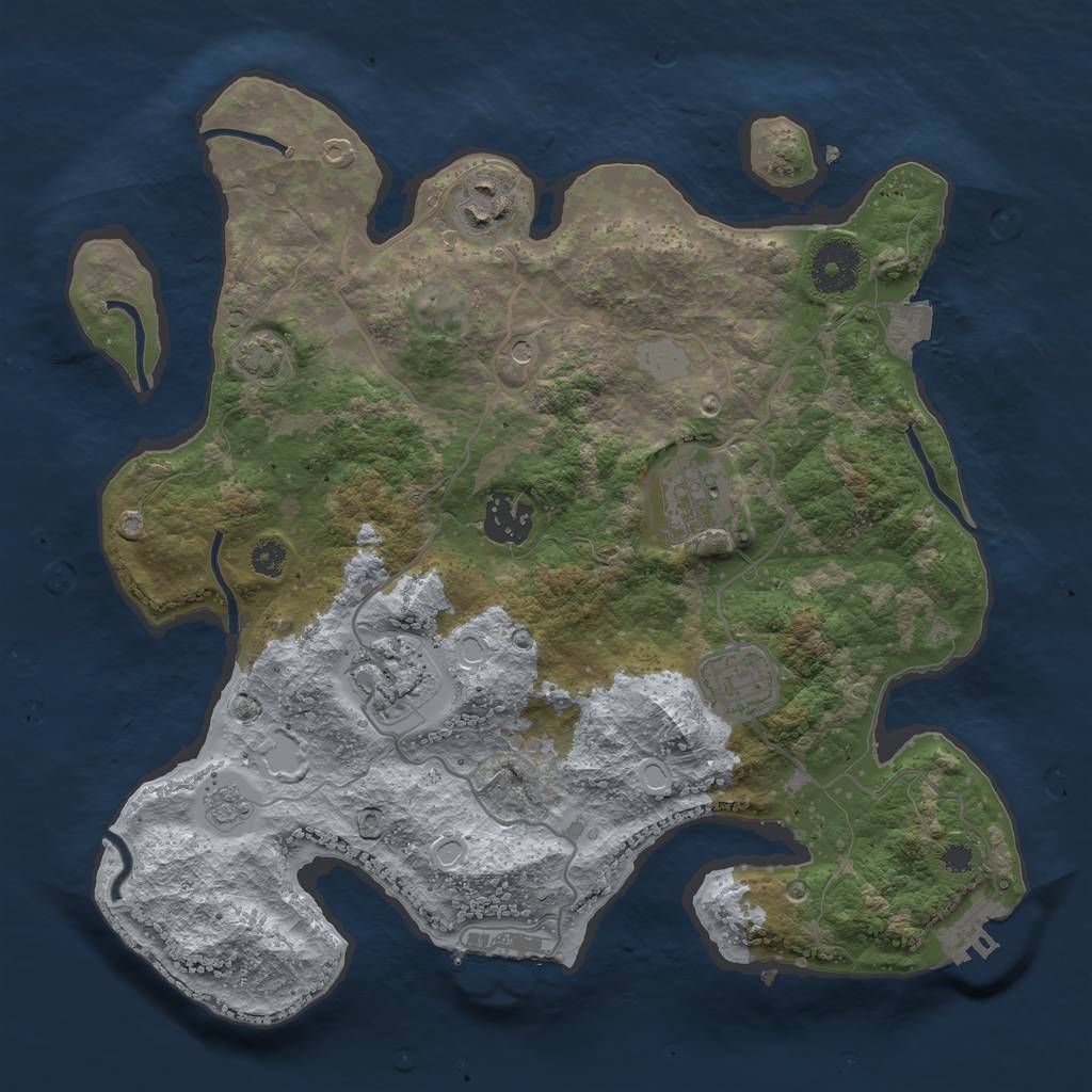 Rust Map: Procedural Map, Size: 3200, Seed: 2147483647, 13 Monuments