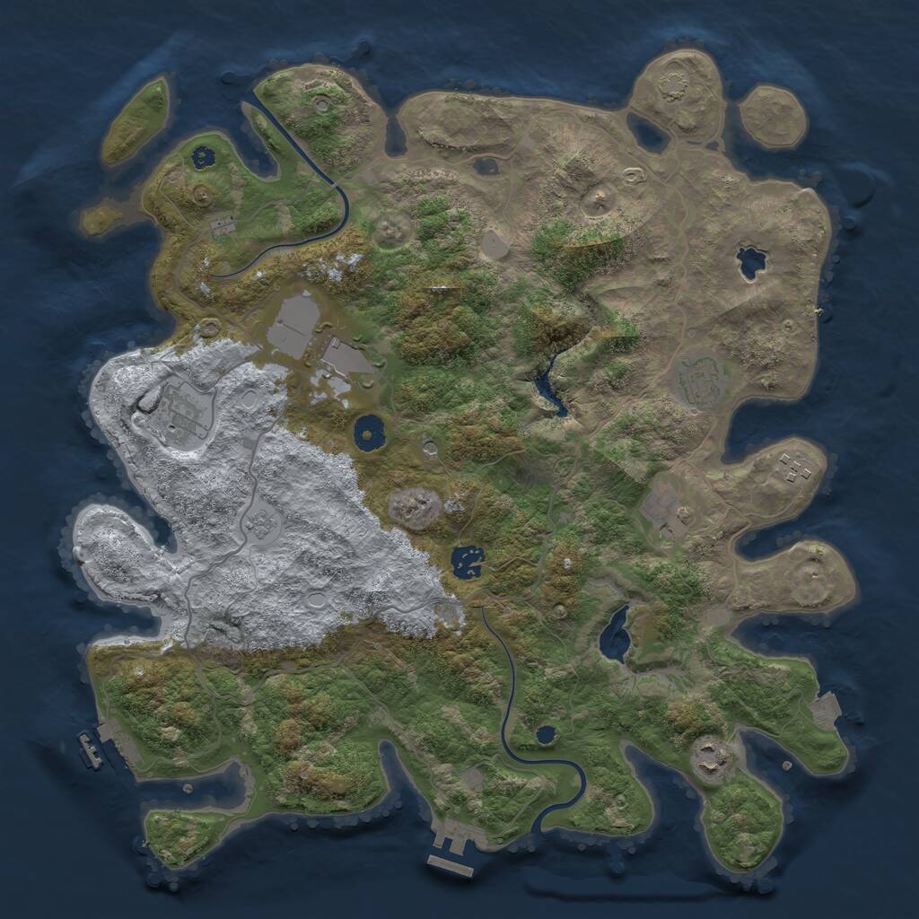 Rust Map: Procedural Map, Size: 4000, Seed: 53623, 13 Monuments
