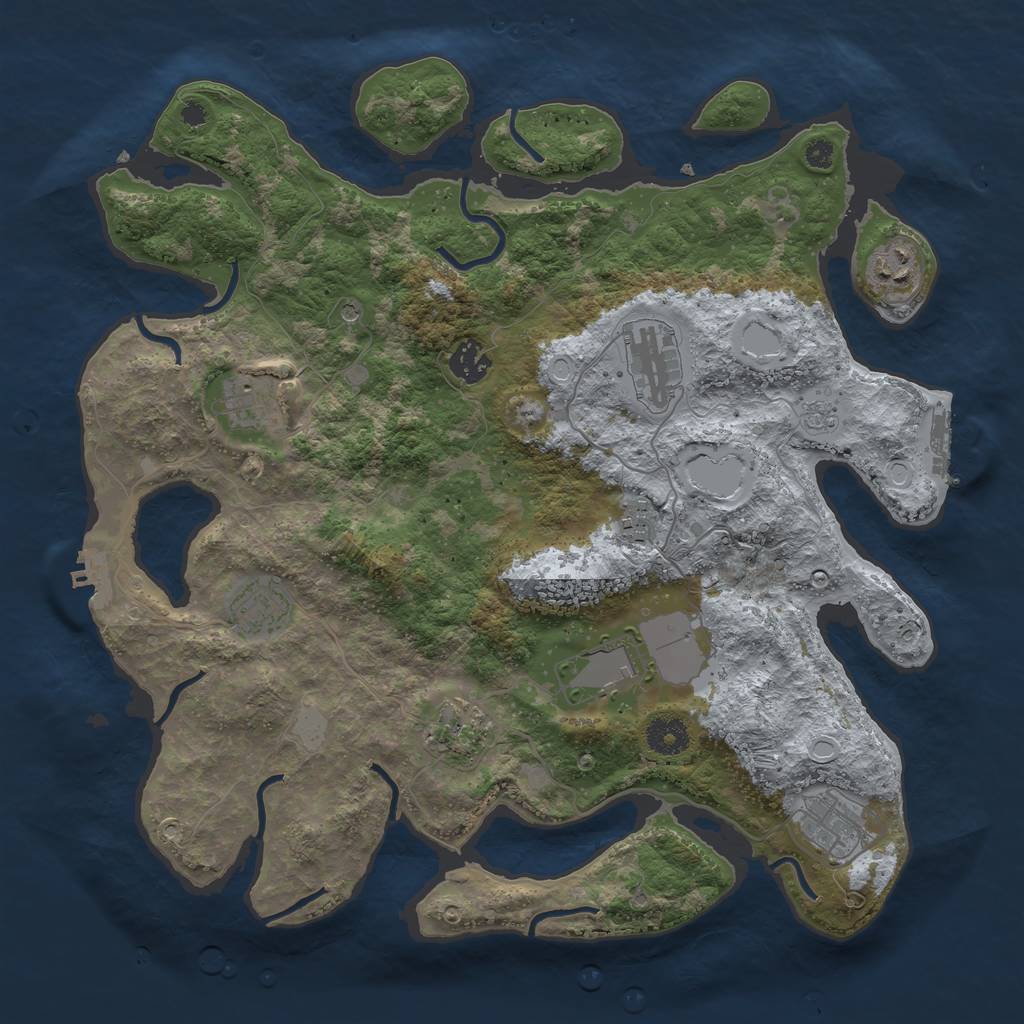 Rust Map: Procedural Map, Size: 3750, Seed: 57841, 16 Monuments