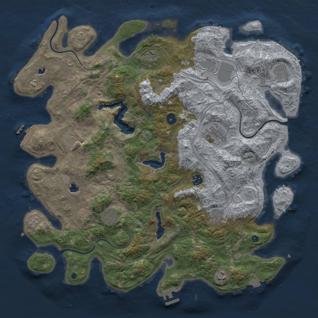 Rust Map: Procedural Map, Size: 4500, Seed: 80430, 16 Monuments