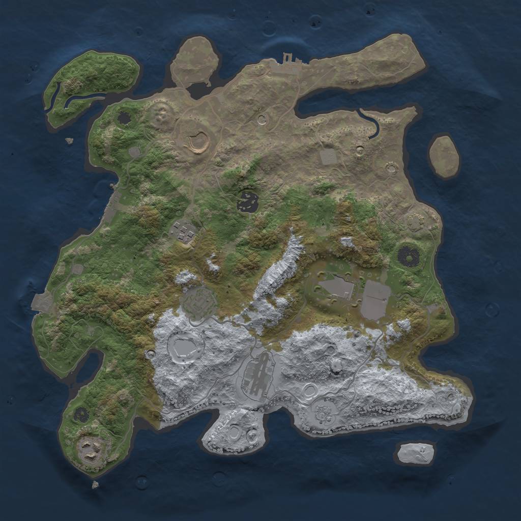 Rust Map: Procedural Map, Size: 3550, Seed: 4474, 15 Monuments