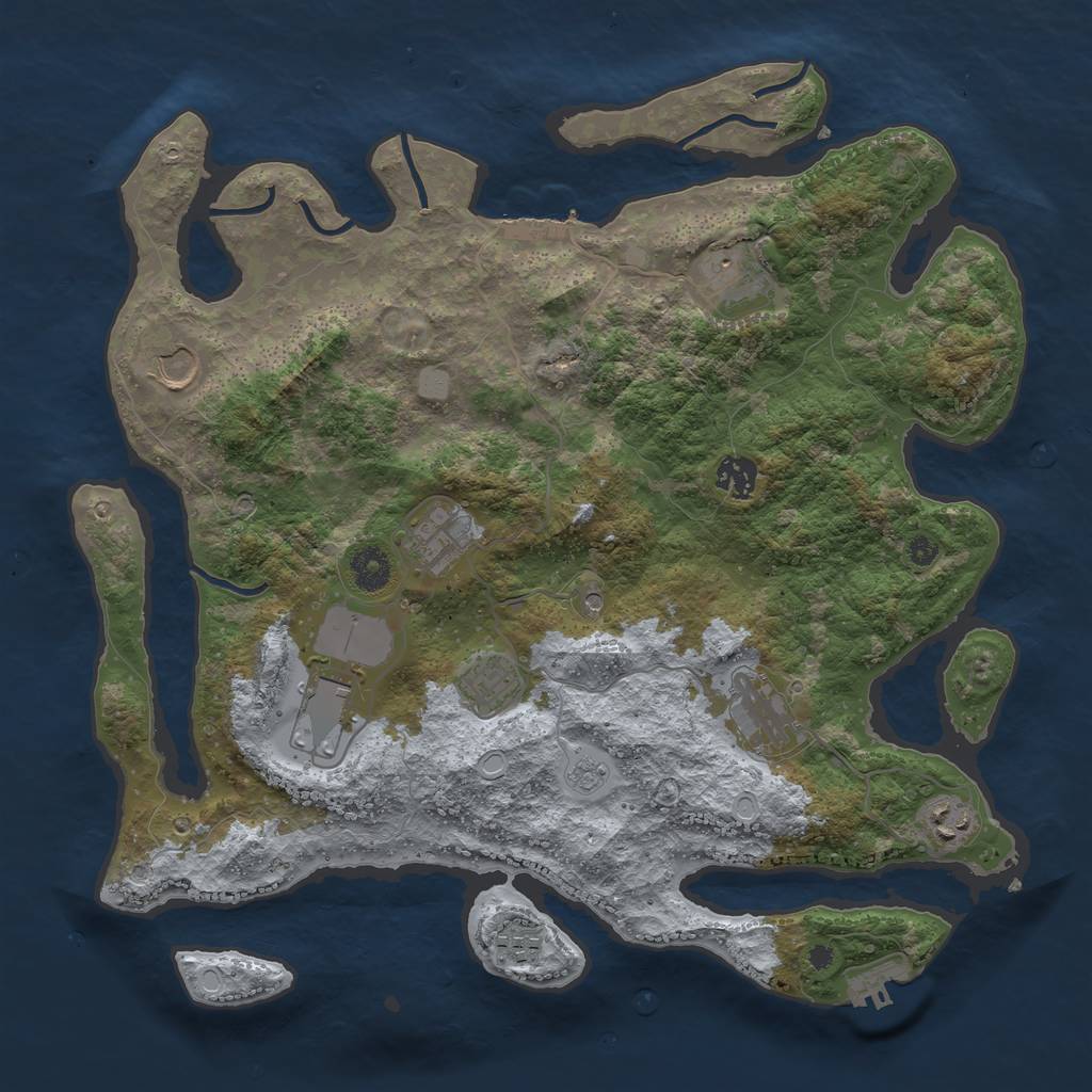 Rust Map: Procedural Map, Size: 3850, Seed: 55574, 16 Monuments