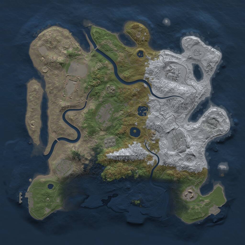Rust Map: Procedural Map, Size: 3500, Seed: 778035275, 14 Monuments
