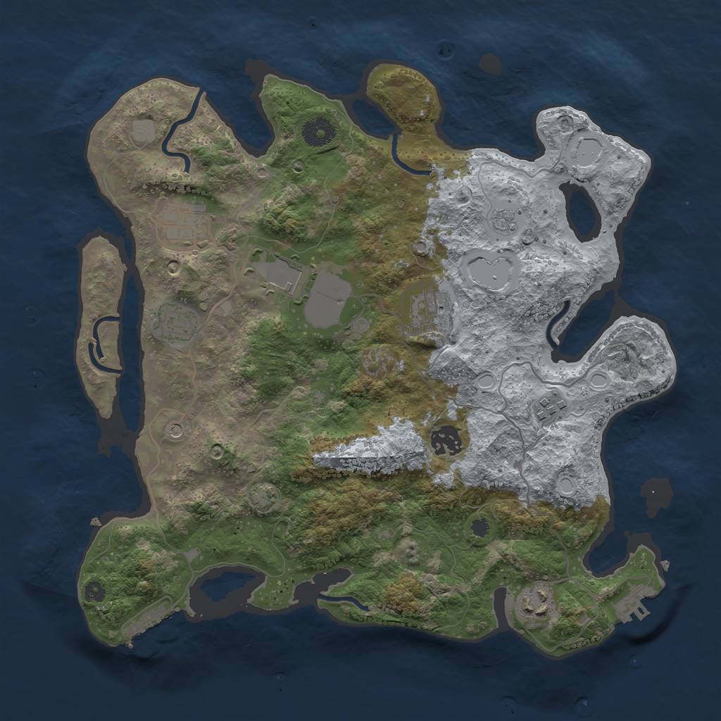 Rust Map: Procedural Map, Size: 3500, Seed: 778035275, 15 Monuments