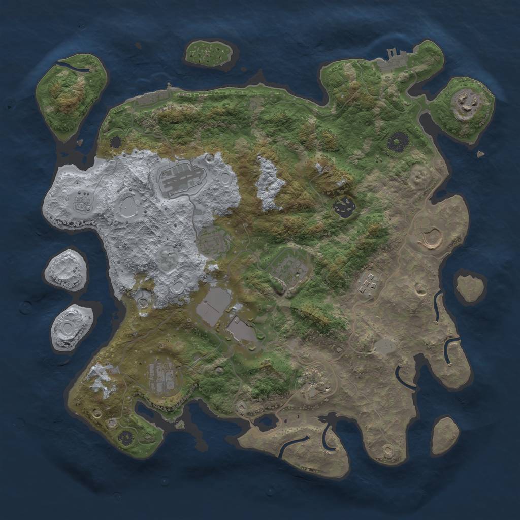 Rust Map: Procedural Map, Size: 3700, Seed: 72447353, 17 Monuments