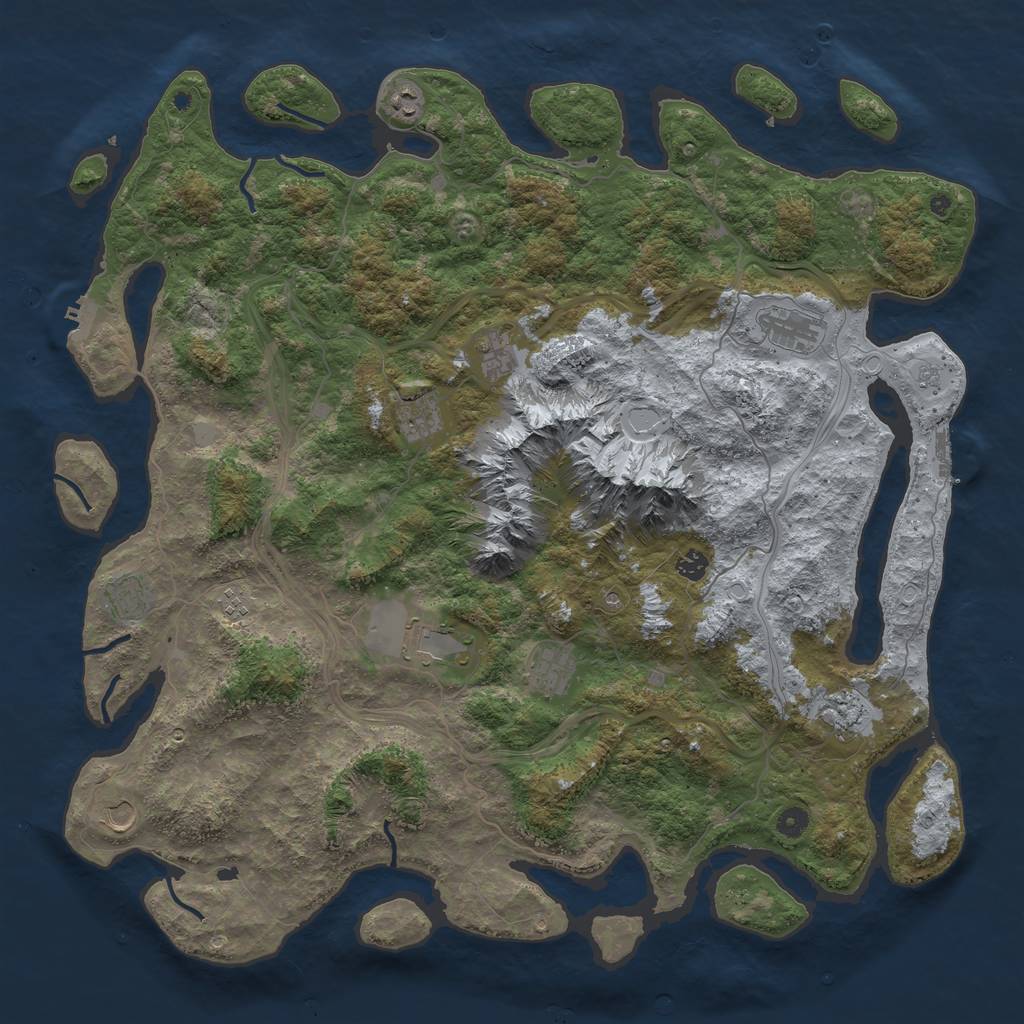 Rust Map: Procedural Map, Size: 5000, Seed: 52967413, 18 Monuments