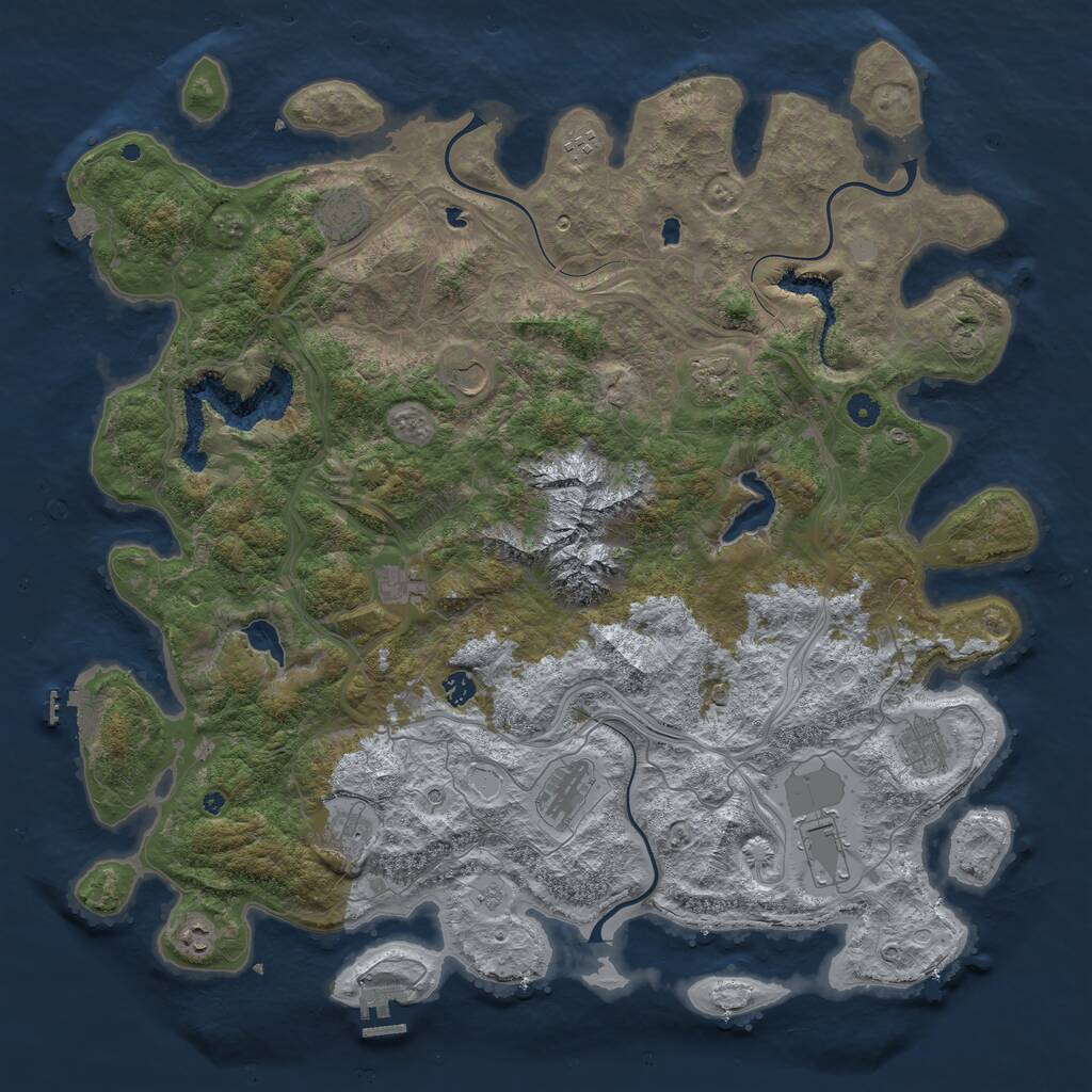 Rust Map: Procedural Map, Size: 5000, Seed: 33123262, 17 Monuments