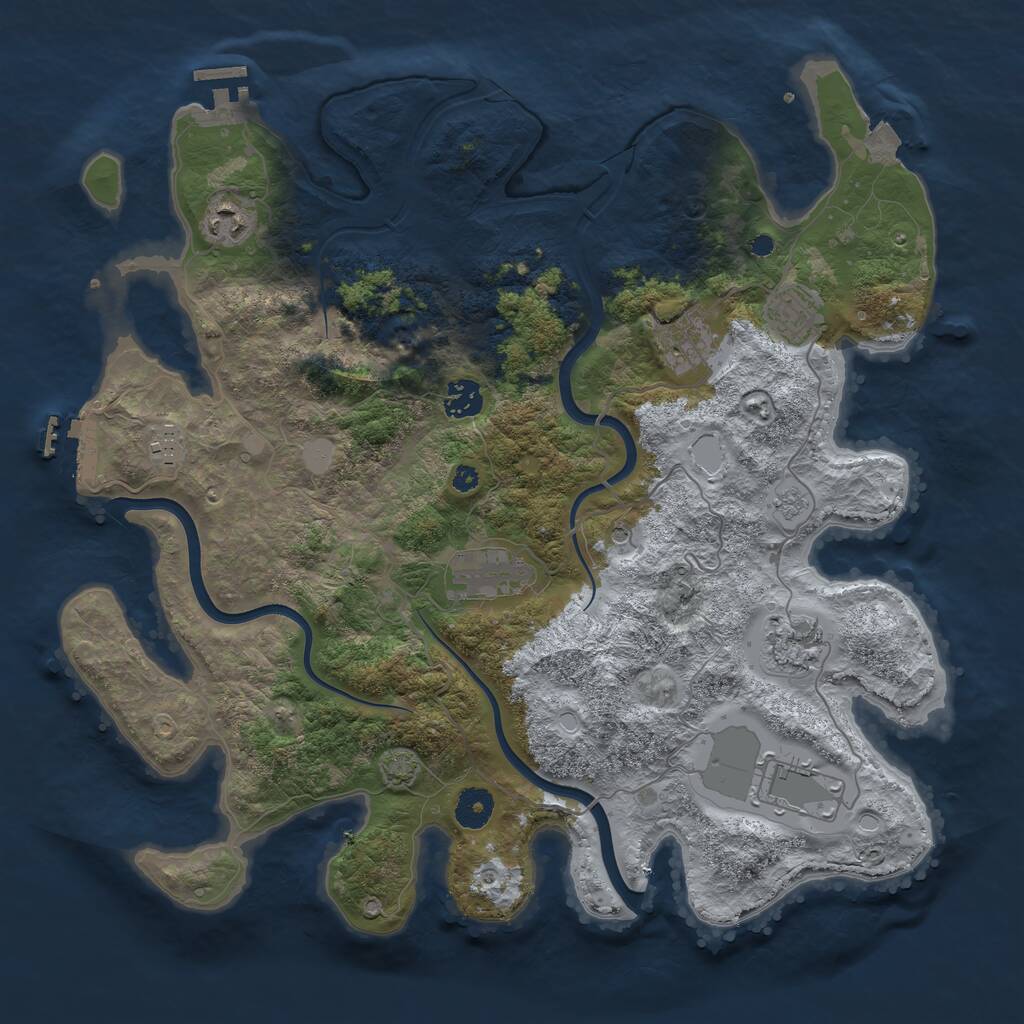 Rust Map: Procedural Map, Size: 3875, Seed: 676751926, 14 Monuments