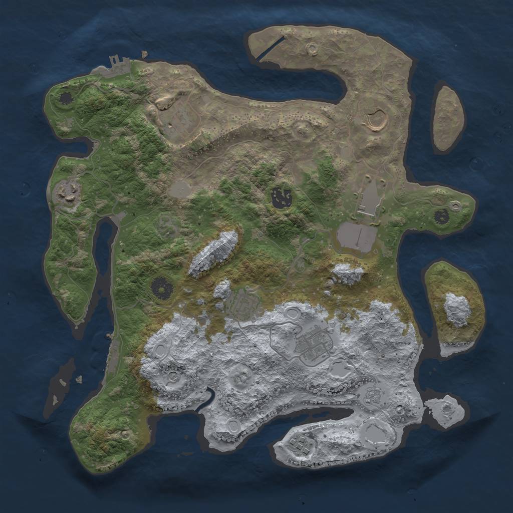 Rust Map: Procedural Map, Size: 3500, Seed: 1196176655, 15 Monuments