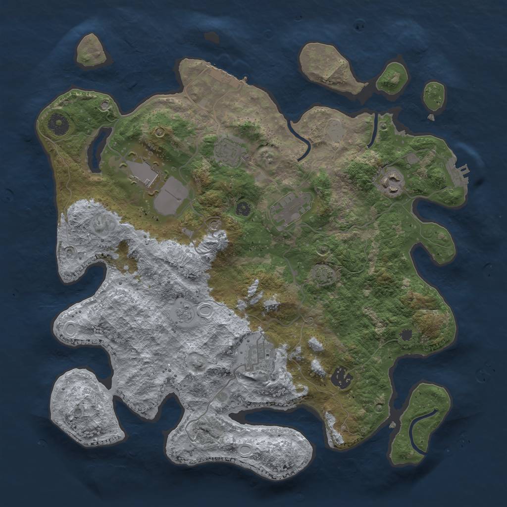 Rust Map: Procedural Map, Size: 3600, Seed: 8222992, 14 Monuments