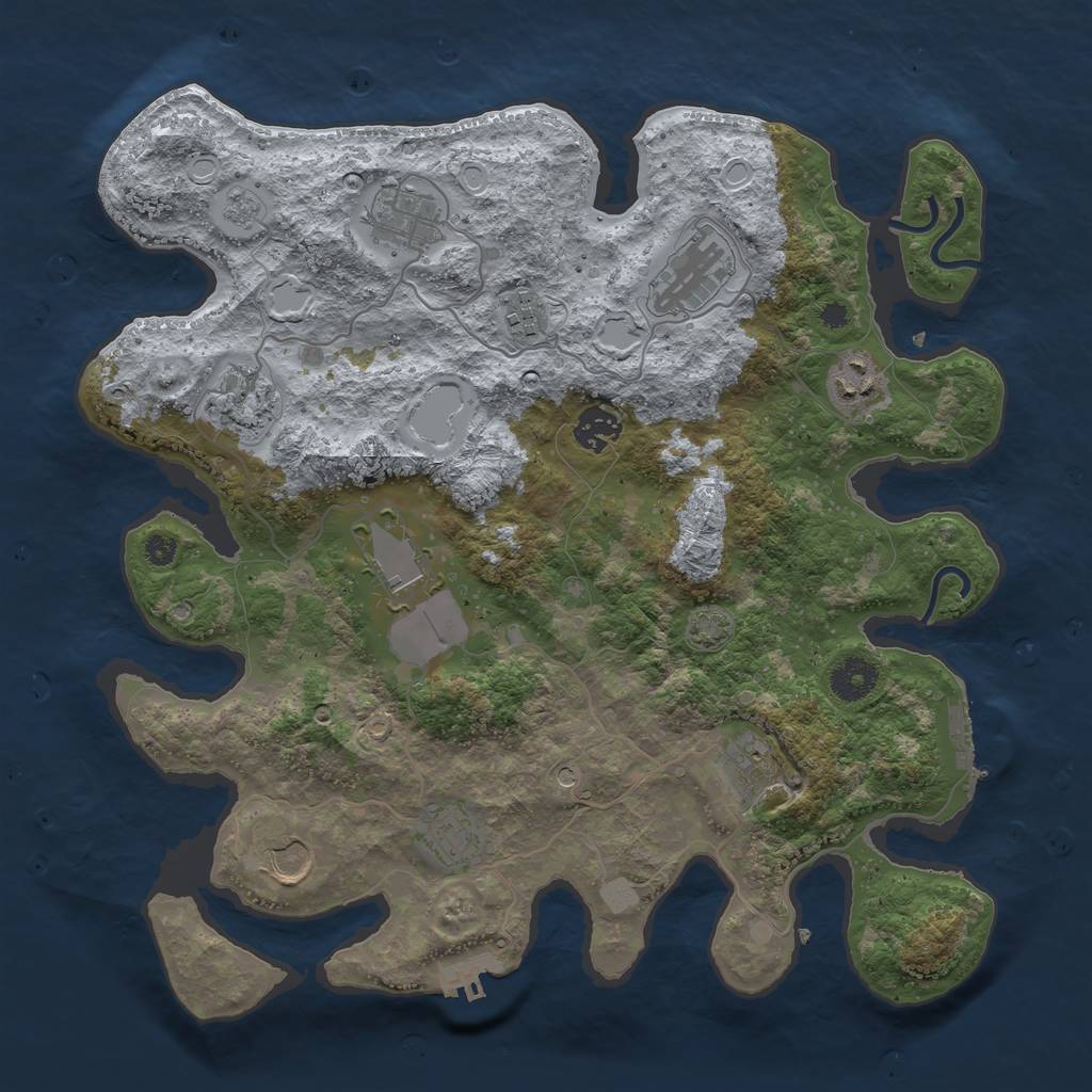 Rust Map: Procedural Map, Size: 3650, Seed: 2034180211, 18 Monuments