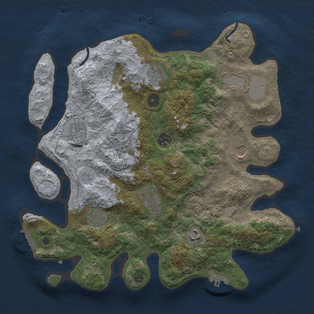 Rust Map: Procedural Map, Size: 3600, Seed: 967985123, 16 Monuments